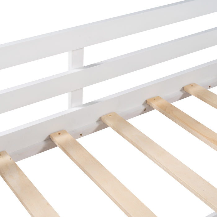 New Space Twin size Low Loft Bed Wooden Bed with Two Storage Boxes
