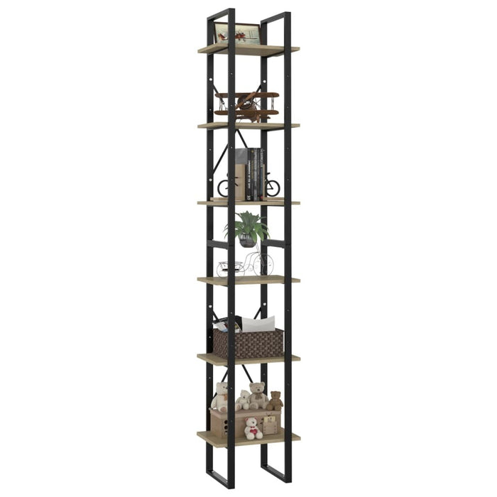 6-Tier Book Cabinet Sonoma Oak 15.7"x11.8"x82.7" Chipboard