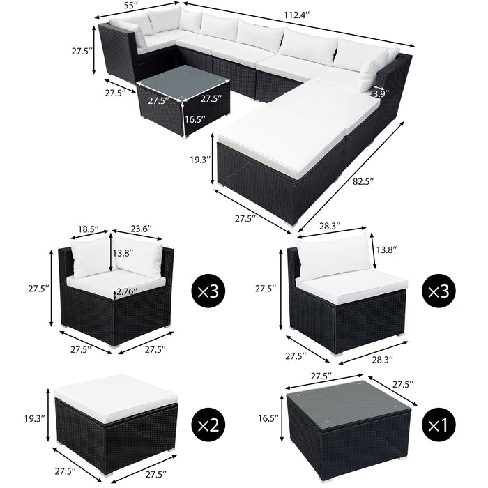 9-piece Outdoor Patio PE Wicker Rattan conversation Sectional Sofa sets