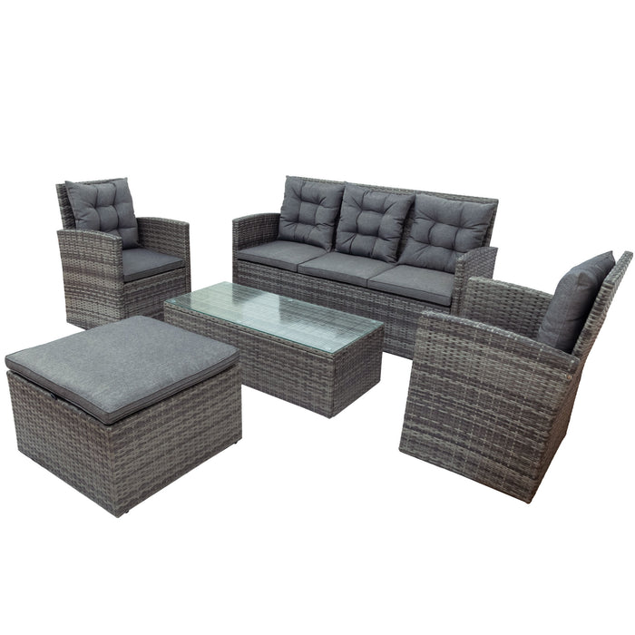 5-piece All Weather Wicker Outdoor UV-Resistant Patio Sofa Set