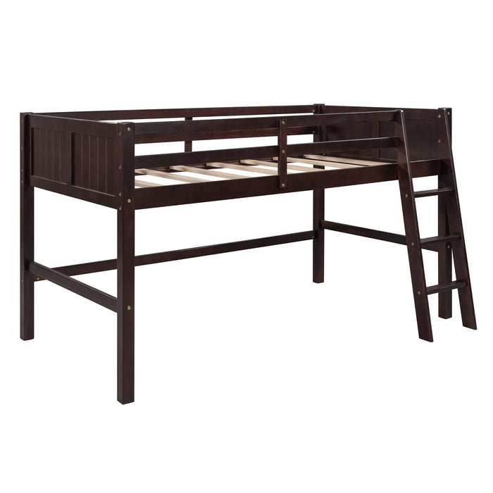 Twin Wood Loft Bed Low Loft Beds with Ladder