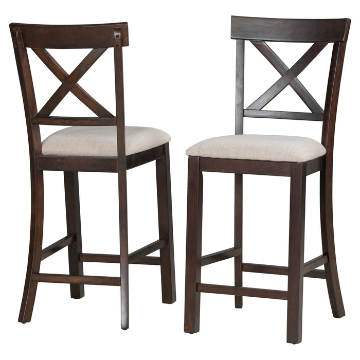 6-Pieces Counter Height Dining Table Set Table with Shelf 4 Chairs and Bench for Dining Room