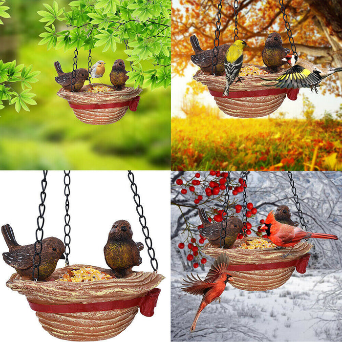 Hanging Tray Hat Shape Statue Wild BirdTree Decor Bird Feeder