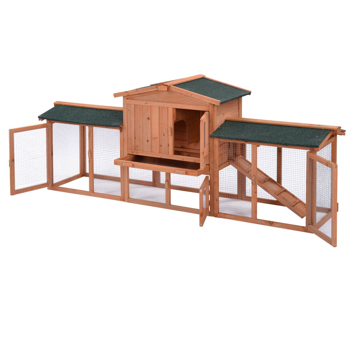Rabbit Hutch Wood House Pet Cage Chicken Coop for Small Animals, Natural Wood