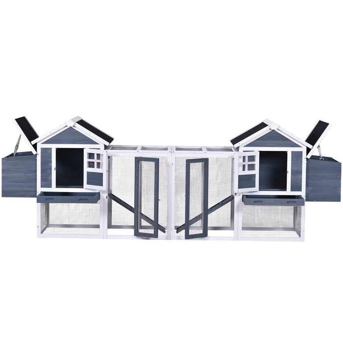 Natural Gray Large Outdoor Wooden Chicken Coop Rabbit Hutch
