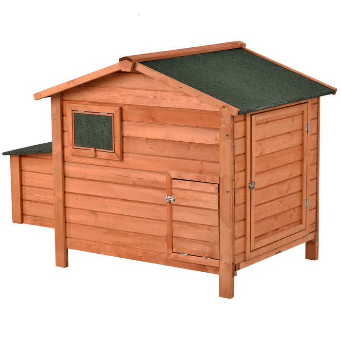 Wood Chicken Coop for 2-3 Chickens, Small Animal Cage Bunny Hutch with Removable Tray and Ramp (Natural,53inch)
