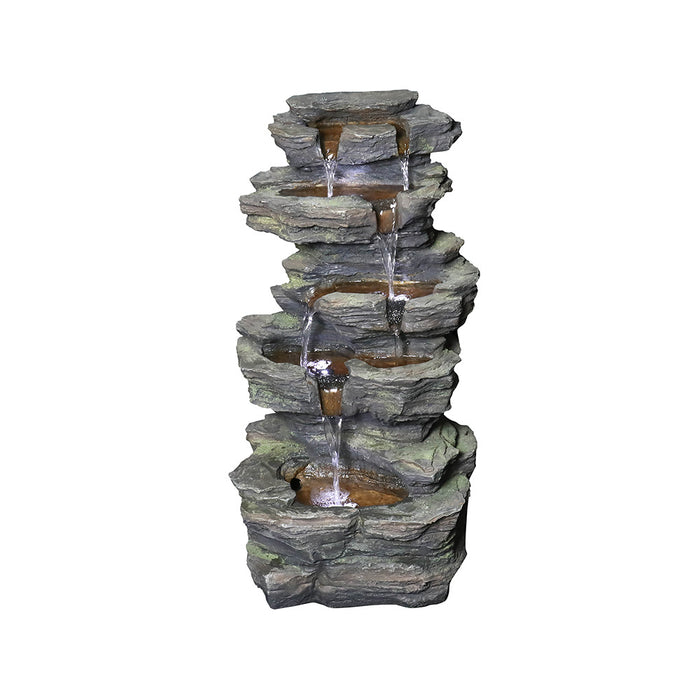 Rock Outdoor Waterfall Fountain with LED Lights for Garden Decor