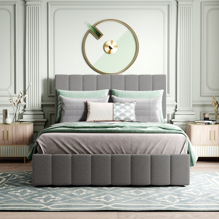 Full size Upholstered Platform bed with a Hydraulic Storage System