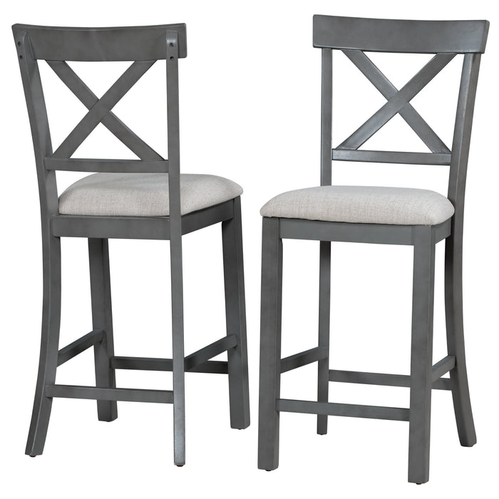 6-Pieces Counter Height Dining Table Set Table with Shelf 4 Chairs and Bench for Dining Room