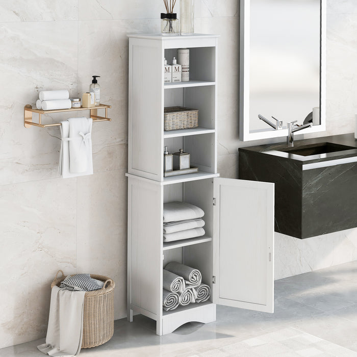 Tall Bathroom Cabinet, Freestanding Storage Cabinet with Door, MDF Board, Adjustable Shelf, Grey