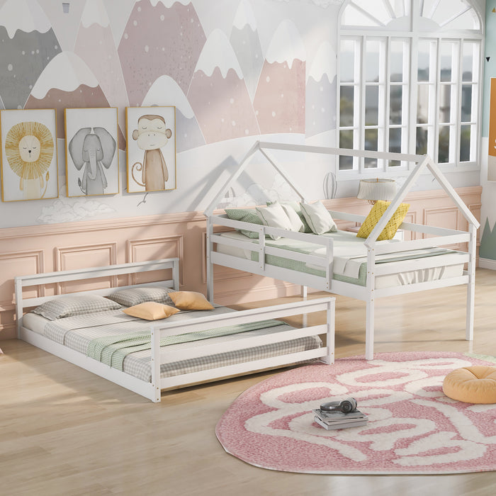 Dormir Twin Over Full House Bunk Bed Built-in Ladder