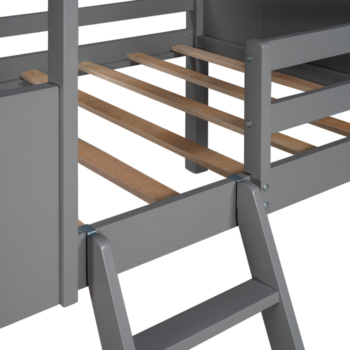 MyRoom Twin Size Low Loft Wood House Bed