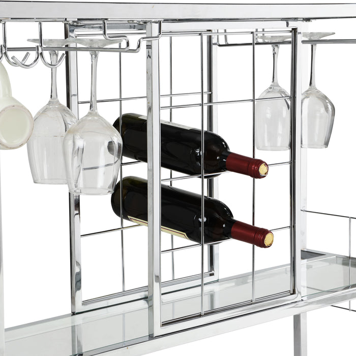 Contemporary Chrome Silver Modern Glass Wine Rack