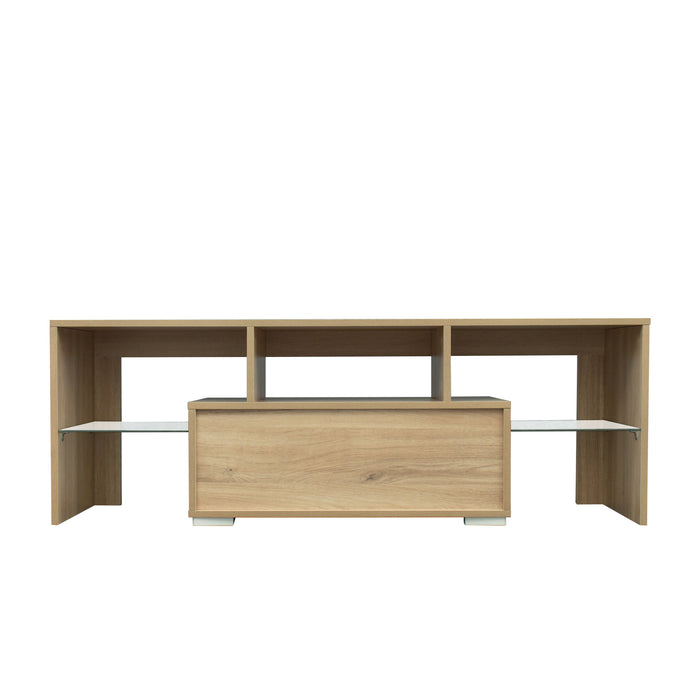 TV Stand with LED RGB Lights,Flat Screen TV Cabinet, Gaming Consoles - in Lounge Room, Living Room and Bedroom,Rustic oak