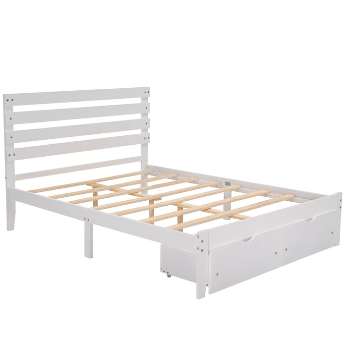 Full Size Platform Bed with Drawers, White (New) RT