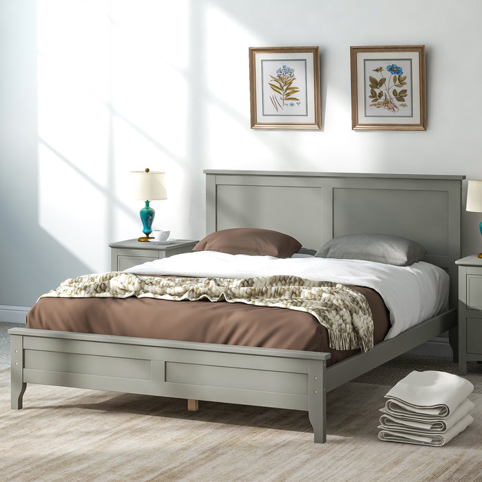 Modern White Solid Wood Full Platform Bed