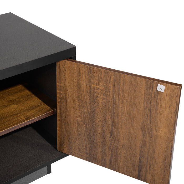 Modern TV Stand for TVs up to 60 Inch, Wood TV Cabinet with Storage for Living Room, Brown/Black