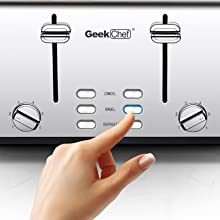 Toaster 4 Slice, Stainless Steel Extra-Wide Slot Toaster with Dual Control Panels