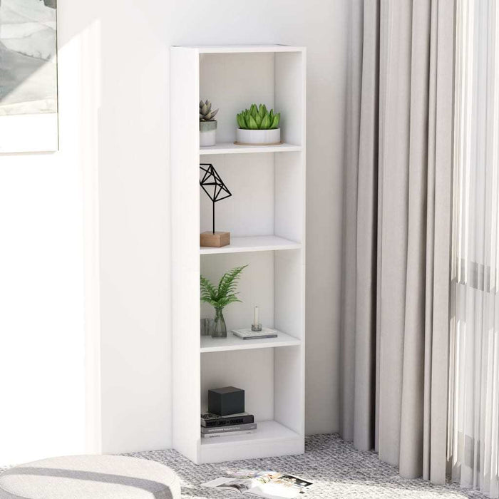 4-Tier Book Cabinet White 15.7"x9.4"x55.9"