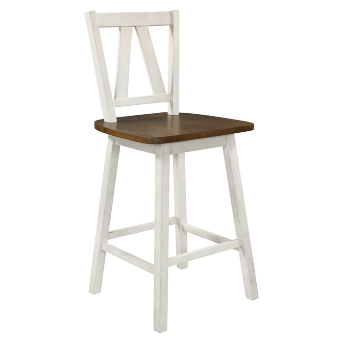 Farmhouse 3-Piece Counter Height Dining Table Set, Wooden Kitchen Table Set with Storage Cabinet and Shelves for Small Places