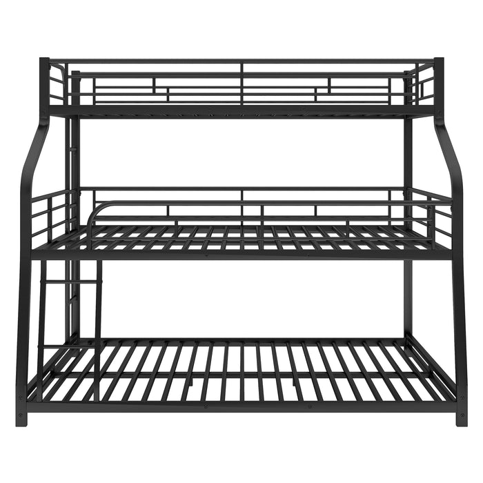 Simple Durable Bunk Bed with Long and Short Ladder and Guardrails