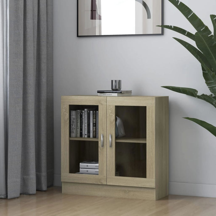 Vitrine Cabinet Sonoma Oak 32.5"x12"x31.5" Chipboard
