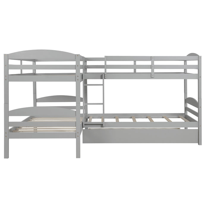 Simple Durable Twin L-Shaped Bunk With Trundle