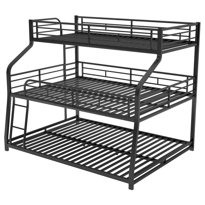 Simple Durable Bunk Bed with Long and Short Ladder and Guardrails