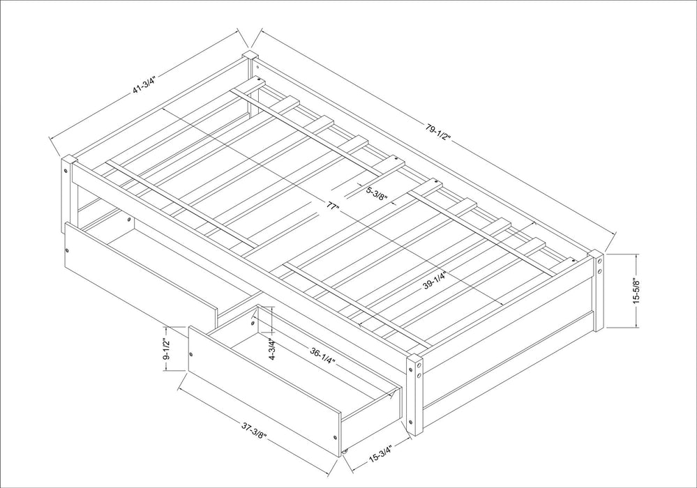 Twin Bed with 2 Storage drawers,White