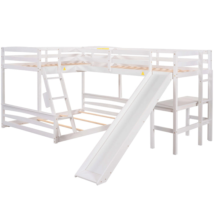 MyRoom Twin over Full Bunk Bed with Twin Size Loft Bed Slide