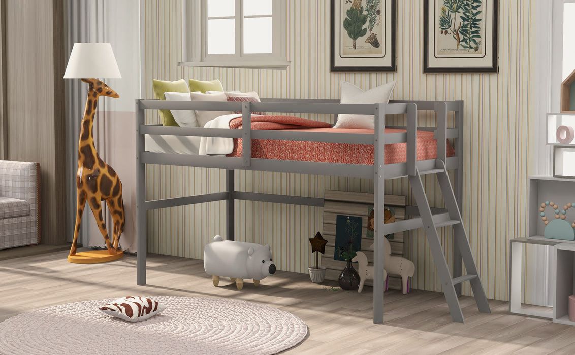 Dream Rooms Wooden Twin Size Low Loft Bed