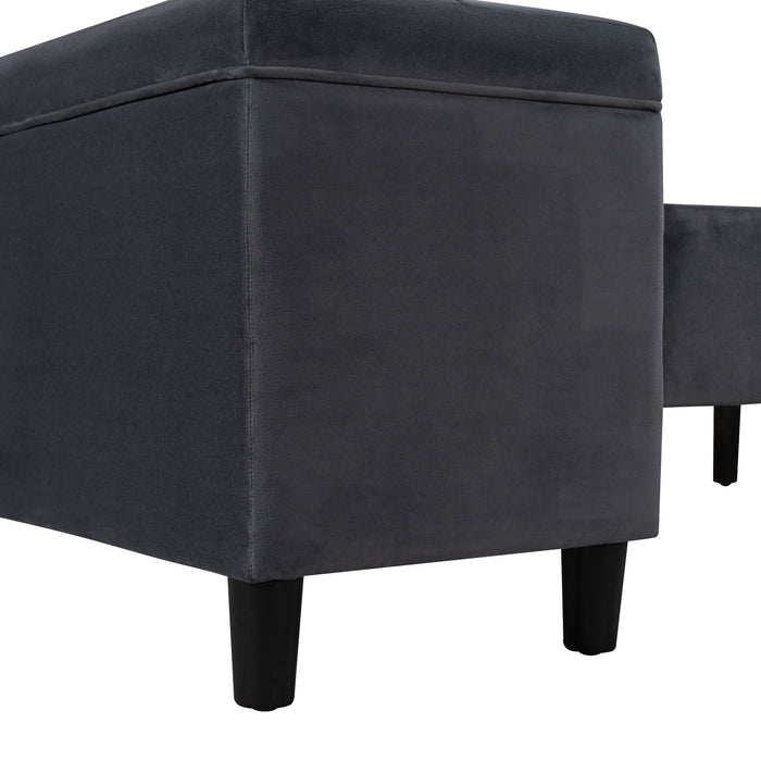 New Space Queen Size Storage Bed Upholstered Platform Bed with a Cushioned Ottoman