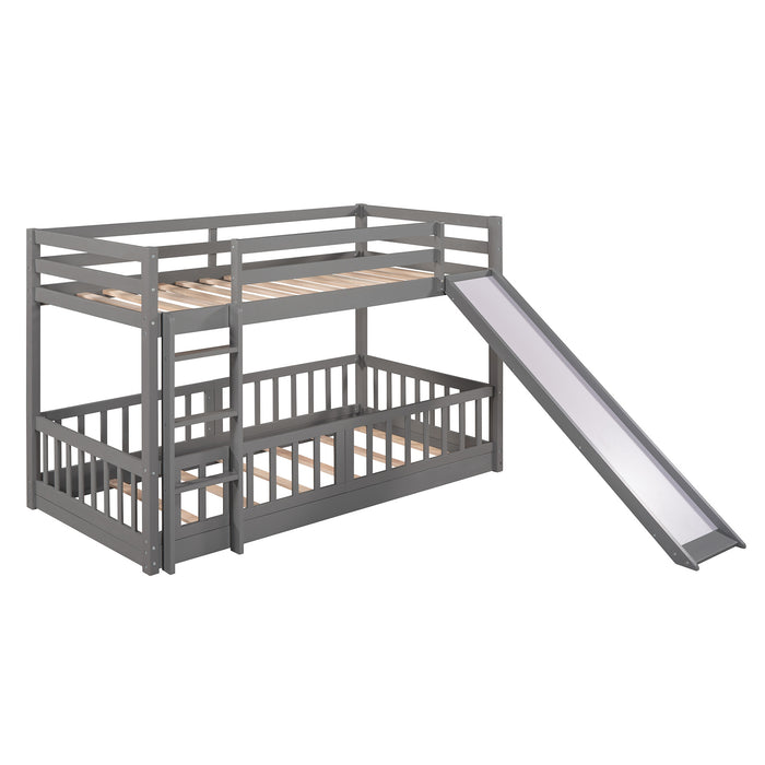 Twin Over Twin Bunk Bed with Slide and Ladder