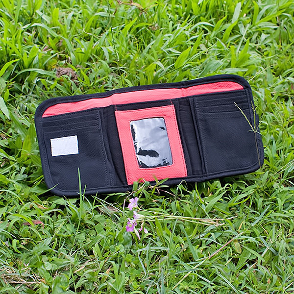 [Short Walk] Embroidered Applique Fabric Art Trifold Wallet Purse