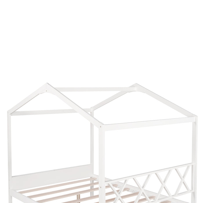 MyRoomz Full Size Wood House Bed with Storage Space