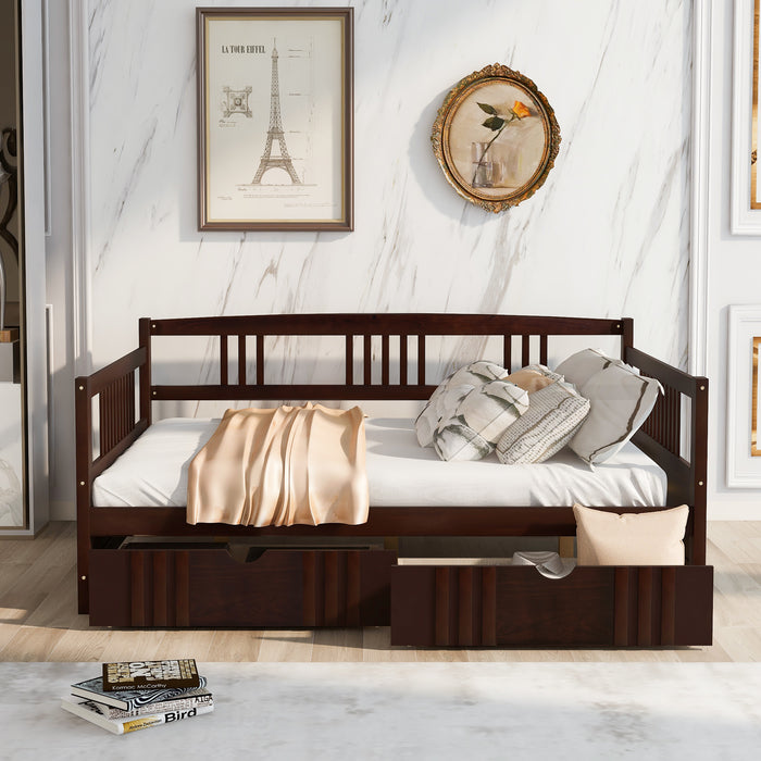 Gracies Classic Full Size Daybed Wood Bed with Two Drawers