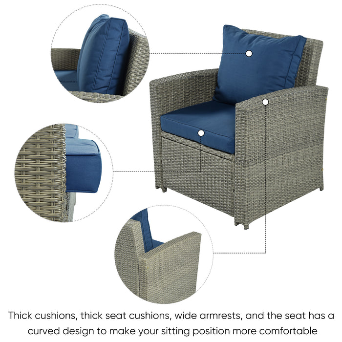 5-Piece Classic Rattan Sectional Seating Group Set