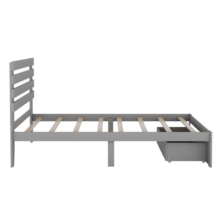 Twin Size Platform Bed with Drawer