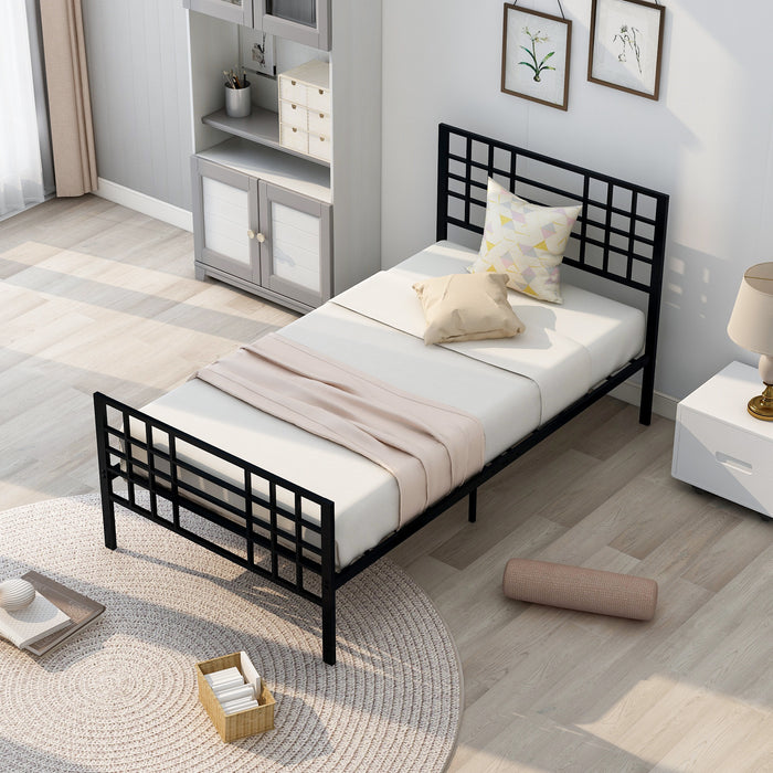Twin Size Metal Bed Frame Headboard and Footboard Single Platform Mattress Base