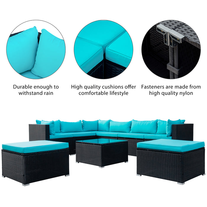 9-piece Outdoor Patio PE Wicker Rattan conversation Sectional Sofa sets