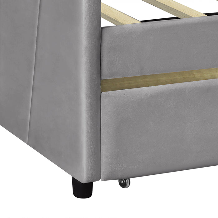 New Space Upholstered daybed Twin Size with Two Drawers and Wood Slat Suppot