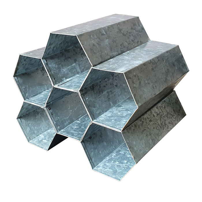 Galvanized Metal Tabletop Rack with 6 Honeycomb Design Bottle Storage