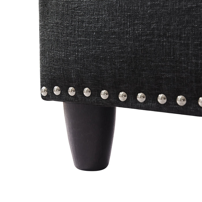 Modern Sectional Sofa Set with Chaise Lounge and Storage Ottoman 6 Seat Corner Sectional Black L Shaped Living Room Couch with Cupholder, Arm with nail, Right chaise