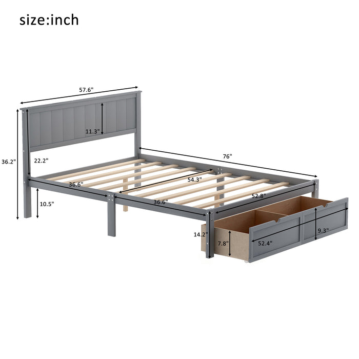 Higgins Full Size Platform Bed with Under Bed Drawers
