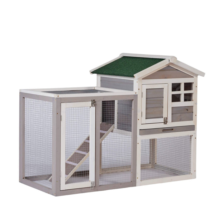 48 in. Large Chicken Coop Wooden Rabbit Hutch Gray