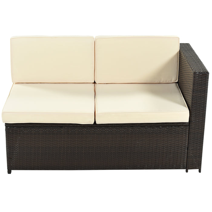 9 Piece Rattan Sectional Seating Group with Cushions and Ottoman, Patio Furniture Sets, Outdoor Wicker Sectional