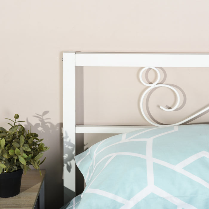 Metal Bed Frame Queen Size with Headboard and Footboard Metal Platform Frames No Box Spring Needed, White
