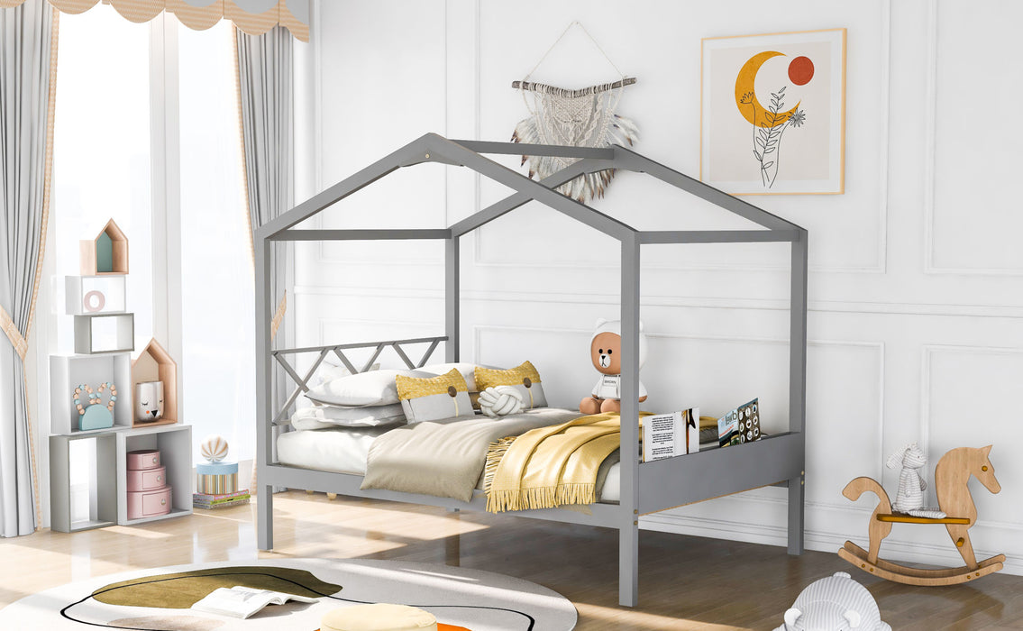 MyRoomz Full Size Wood House Bed with Storage Space