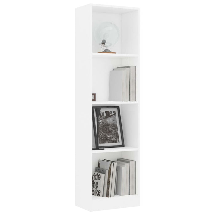 4-Tier Book Cabinet White 15.7"x9.4"x55.9"