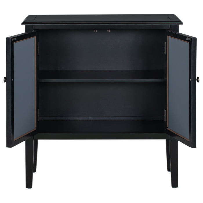 31.5\\\\\\\" Wood Buffet Sideboard Storage Cabinet with Mirrored Doors and Adjustable Shelves